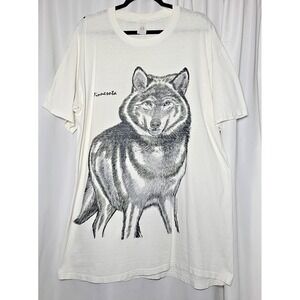 Vintage 90s Heartland Apparel Wolf T Shirt Minnesota Nature Animal Short Sleeve
